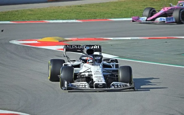 Visa Cash App Racing Bulls history - Pierre Gasly driving the AlphaTauri AT01 during the 2020 season.