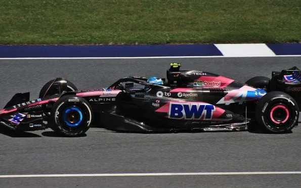 BWT Alpine Pierre Gasly driving in side profile during the 2024 season