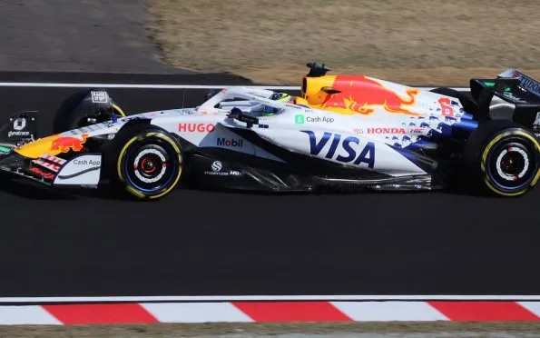 Visa Cash App Racing Bulls - Isack Hadjar driving for the team during a practice session.