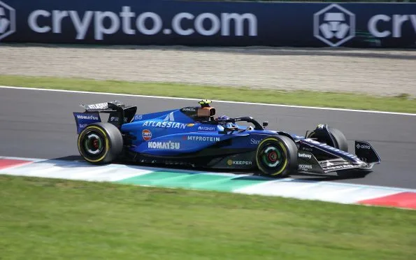 Williams Carlos Sainz driving the modern Formula 1 race car during a Grand Prix practice session