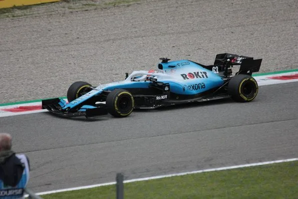 George Russell driving the Williams FW42 during practice for the 2019 Italian Grand Prix