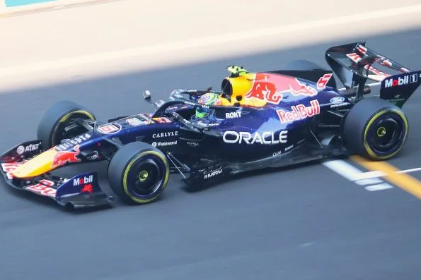 Isack Hadjar driving his Red Bull Racing car during first practice at the 2026 Chinese Grand Prix