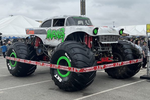 Jim Koehler's Avenger in a white livery with green flame graphics,