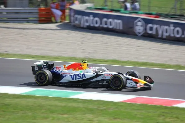 Liam Lawson in the Racing Bulls car on track at the Italian Grand Prix.