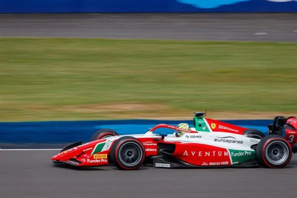 Oliver Bearman driving his Prema Racing car at the 2024 Formula 2 round at Silverstone