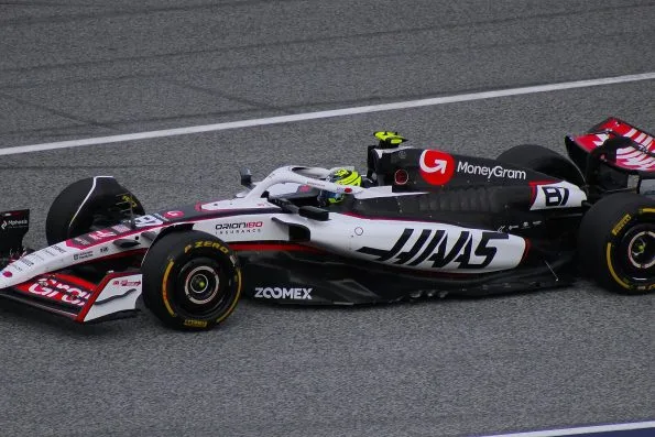 Oliver Bearman driving his number 87 Haas at the 2025 Austrian Grand Prix weekend