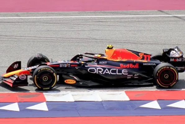 Sergio Pérez driving his number 11 Red Bull at the 2023 Austrian Grand Prix weekend