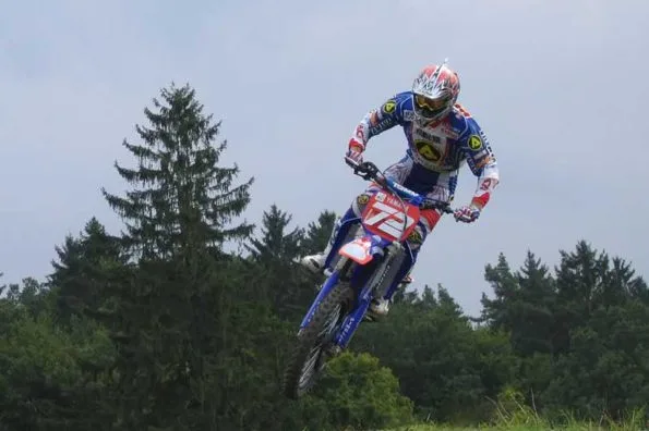 Stefan Everts in the air on his Yamaha during the 2005 Motocross World Championship round at Gaildorf, Germany.